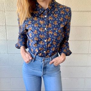 Boden Button Up Squirrel Shirt SZ S/M